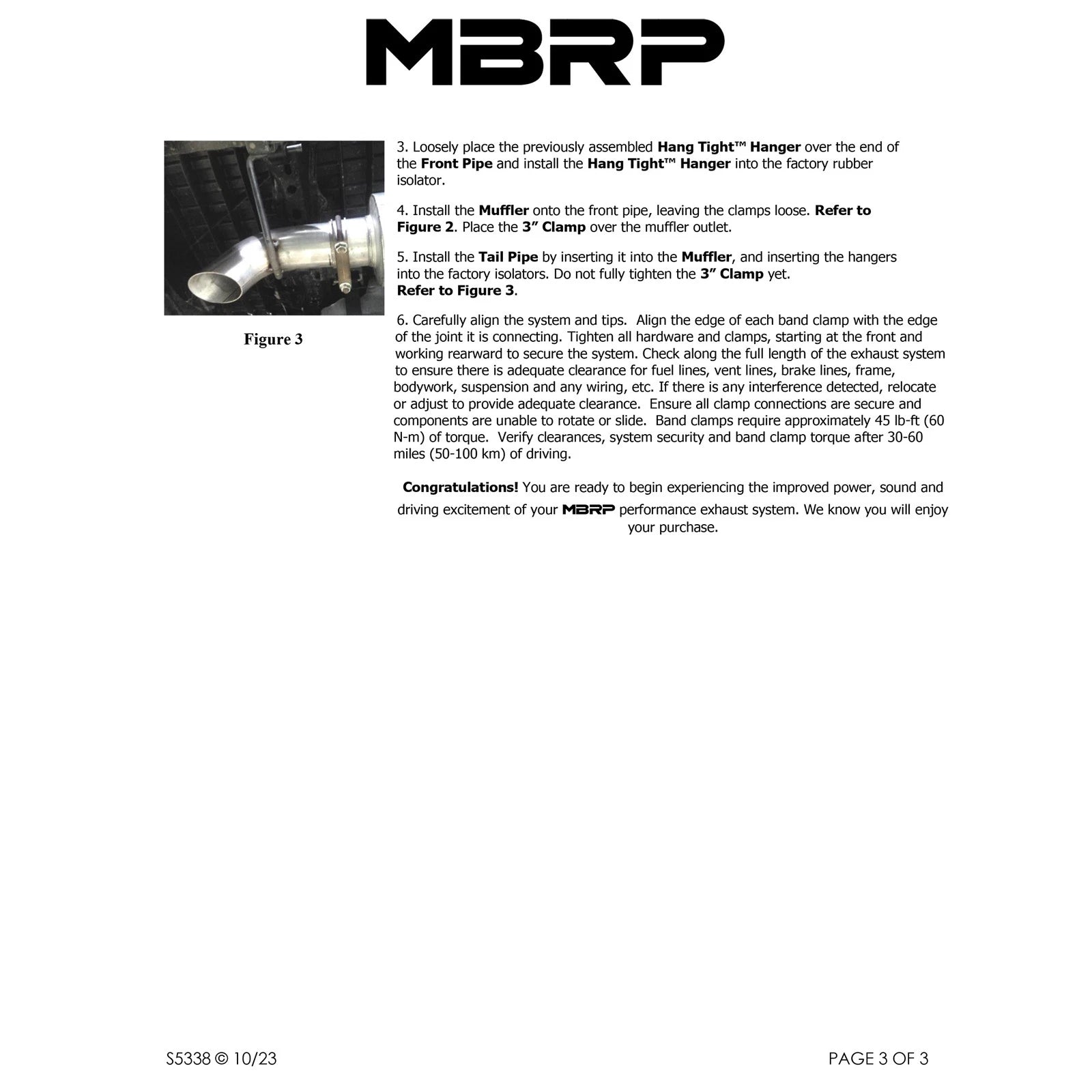 MBRP 2016 Toyota Tacoma 3.5L Cat Back Turn Down Style Aluminized Exhaust System