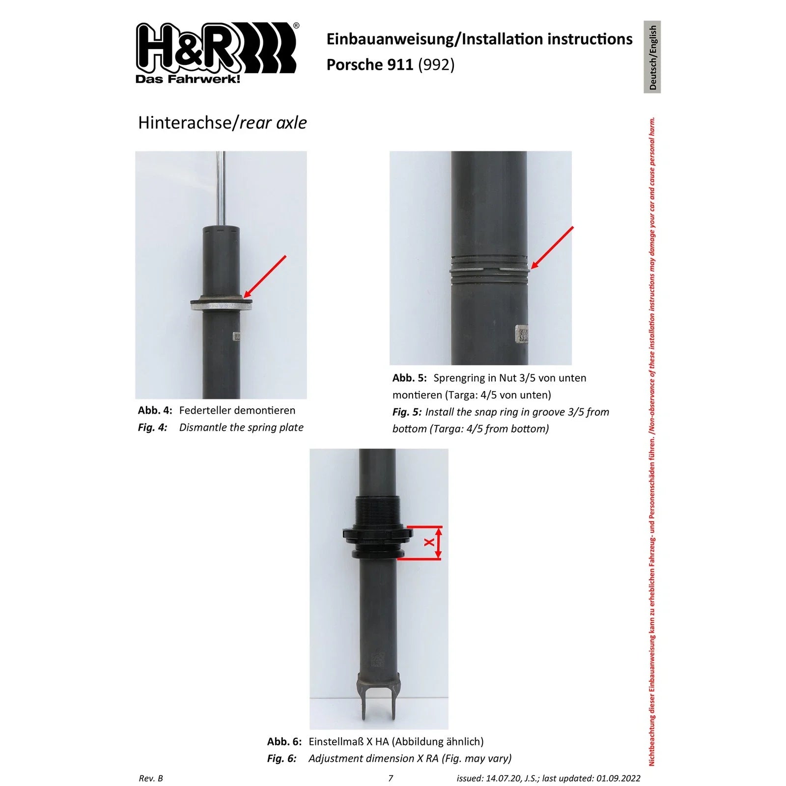 H&R 20-22 Porsche 911/992 Carrera 4/4S Cabrio/4S Coupe (AWD) VTF Adjustable Lowering Springs