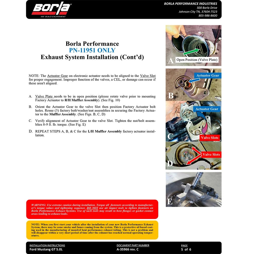 Borla 2018 Ford Mustang GT 5.0L AT/MT 2.5in S-Type Exhaust w/ Valves (Rear Section Only)