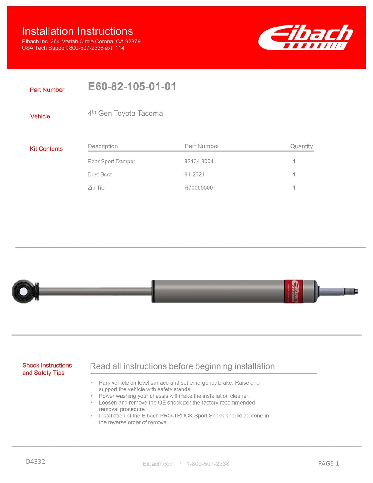 Eibach 24-25 Toyota Tacoma Stage 2 Pro Truck Lift Kit