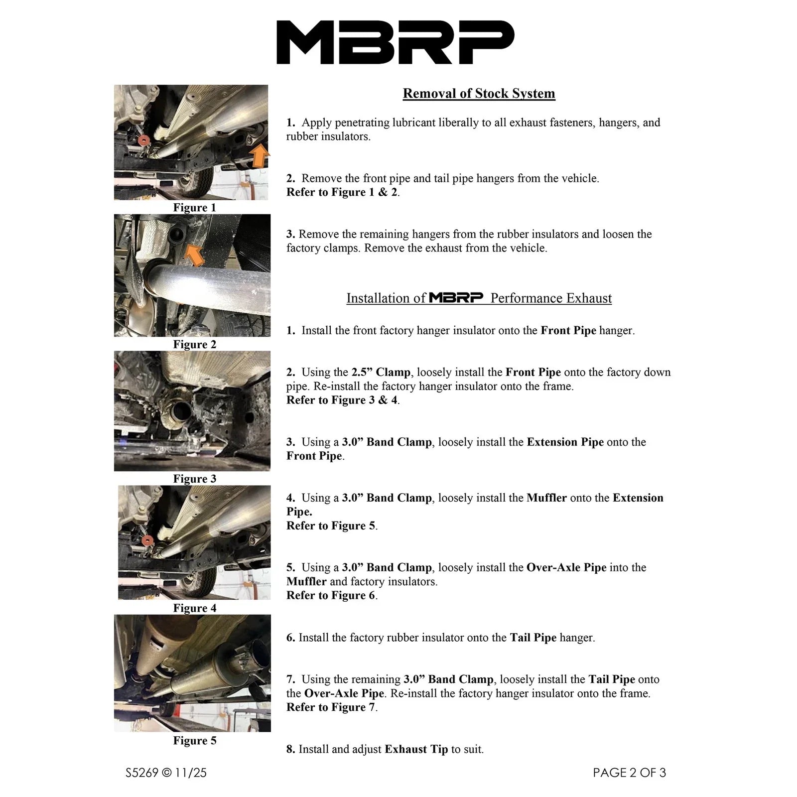 MBRP 2024 Ford Ranger T304 SS Single Side Outlet 3in Cat Back Exhaust