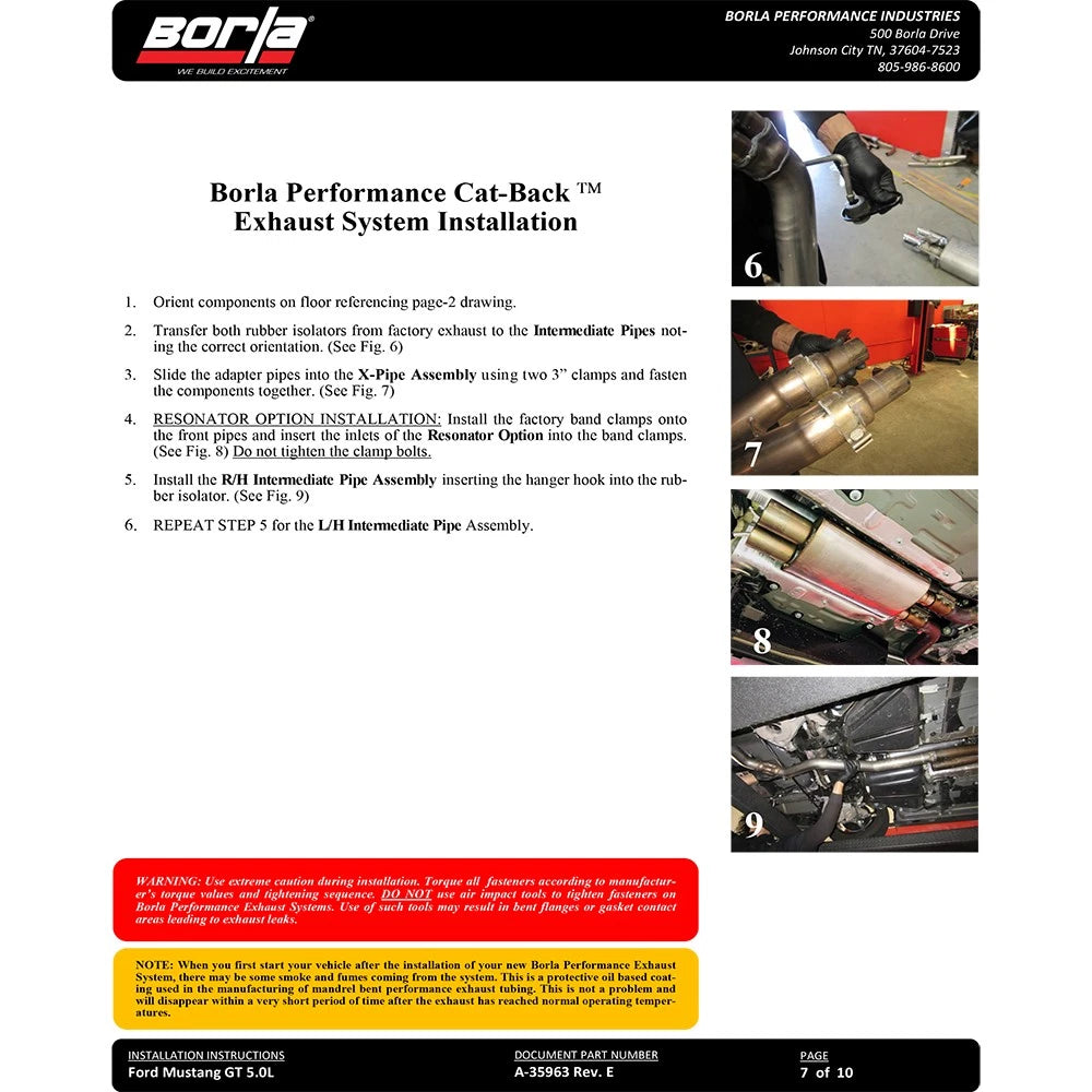 Borla 2018 Ford Mustang GT (A/T / M/T) 3in ATAK Catback Exhaust w/o Valves w/ Black Chrome Tips