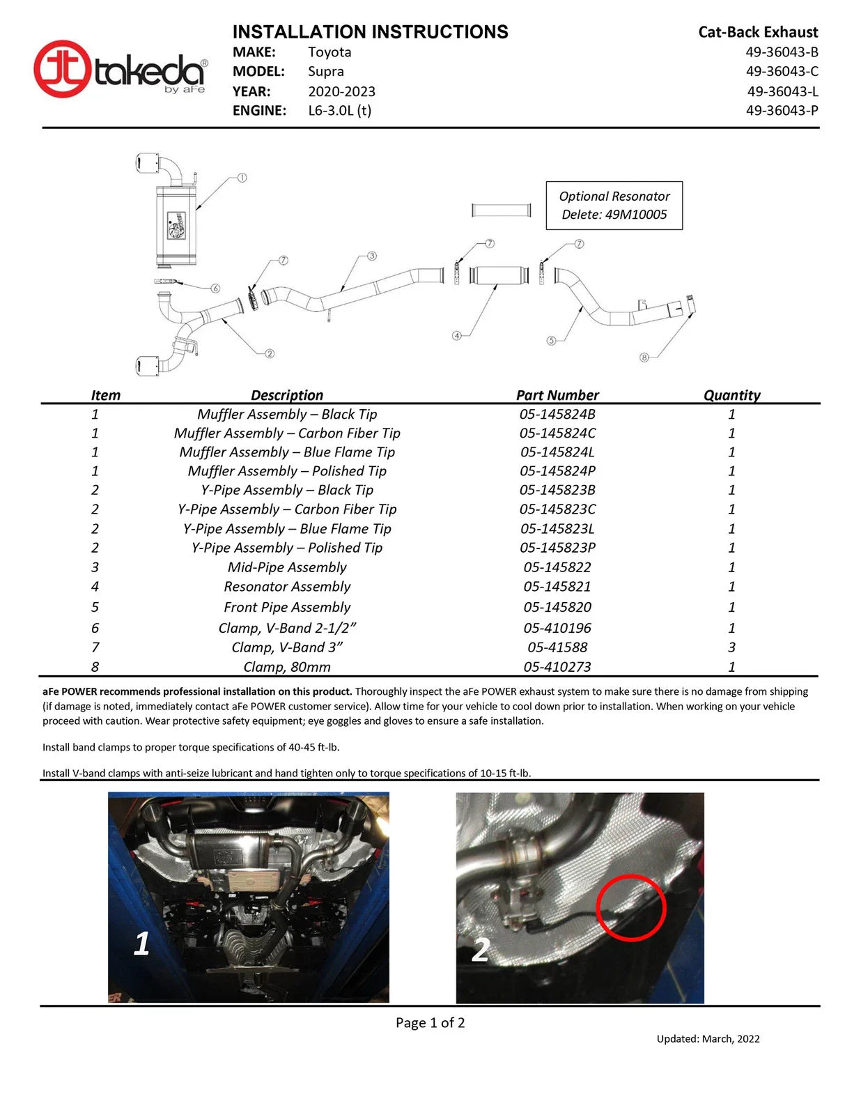 aFe POWER Takeda 2020 Toyota Supra L6-3.0L (t) 3in-2.5in 304 SS CB Exhaust Polished Tips
