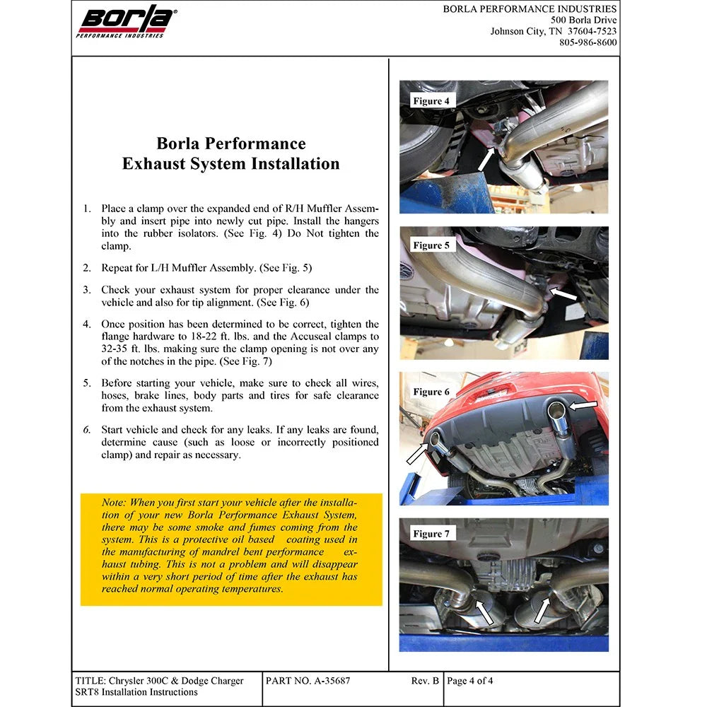 Borla 12-14 Dodge Charger/Chrysler 300 SRT-8 6.4L V8 AT RWD ATAK Exhaust (Rear Section Only)