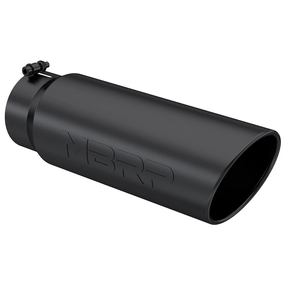 MBRP Universal Tip 6in OD Angled Rolled End 5in Inlet 18in Length Black Finish Exhaust
