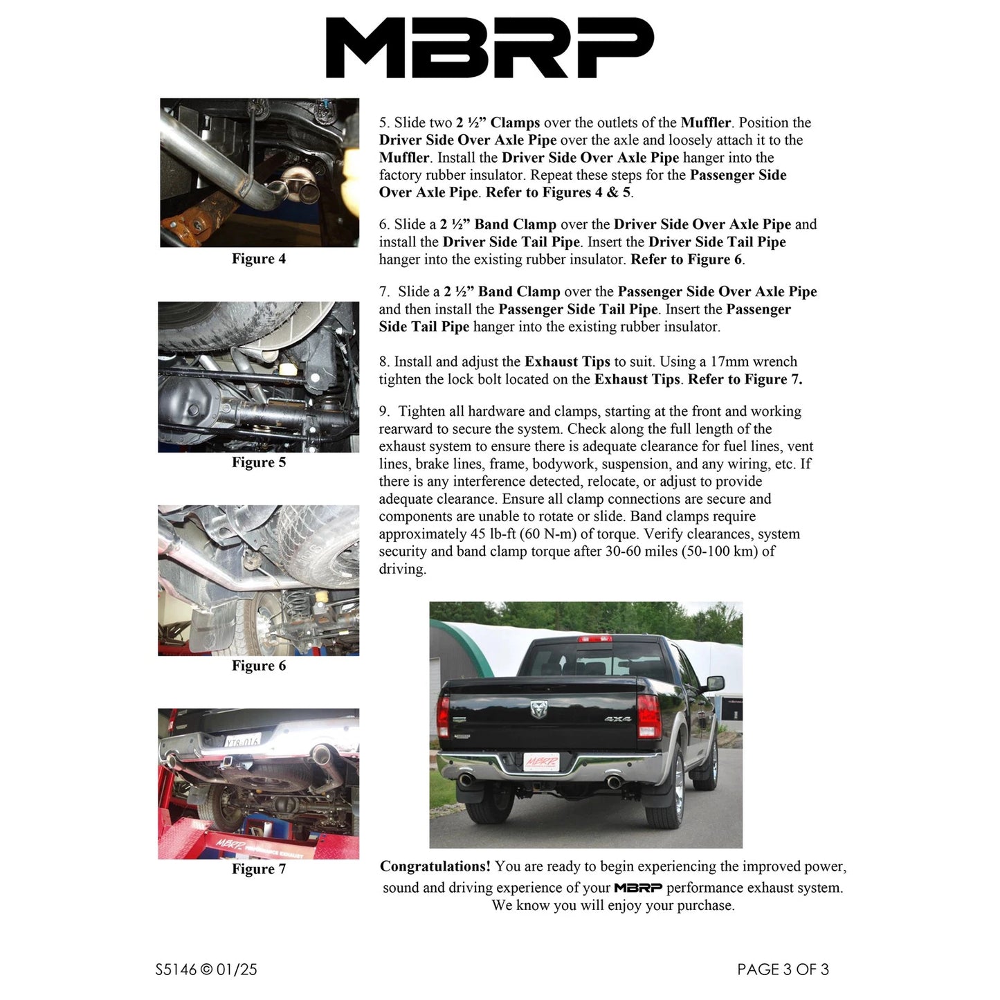 MBRP 2009 Dodge Ram 1500 5.7L Cat Back Dual Split Rear