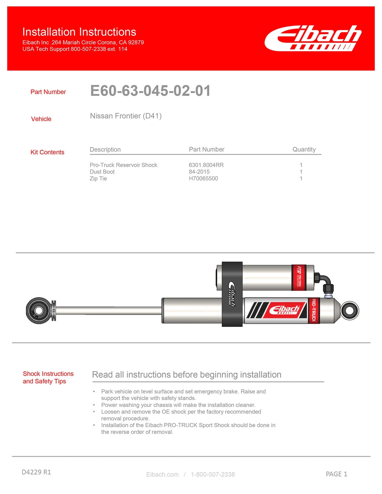 Eibach 22-25 Nissan Frontier Stage 2R Pro-Truck Lift Kit