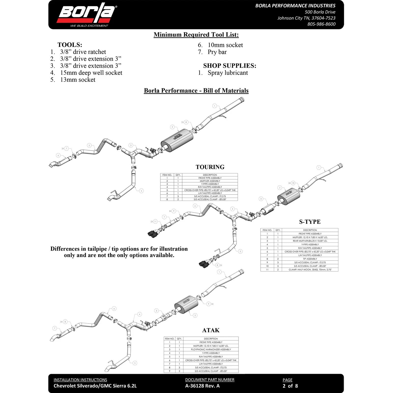 Borla 2024 Chevy Silverado 1500 6.2L V8 ATAK Catback Exhaust (Use Fact Fascia Tips)