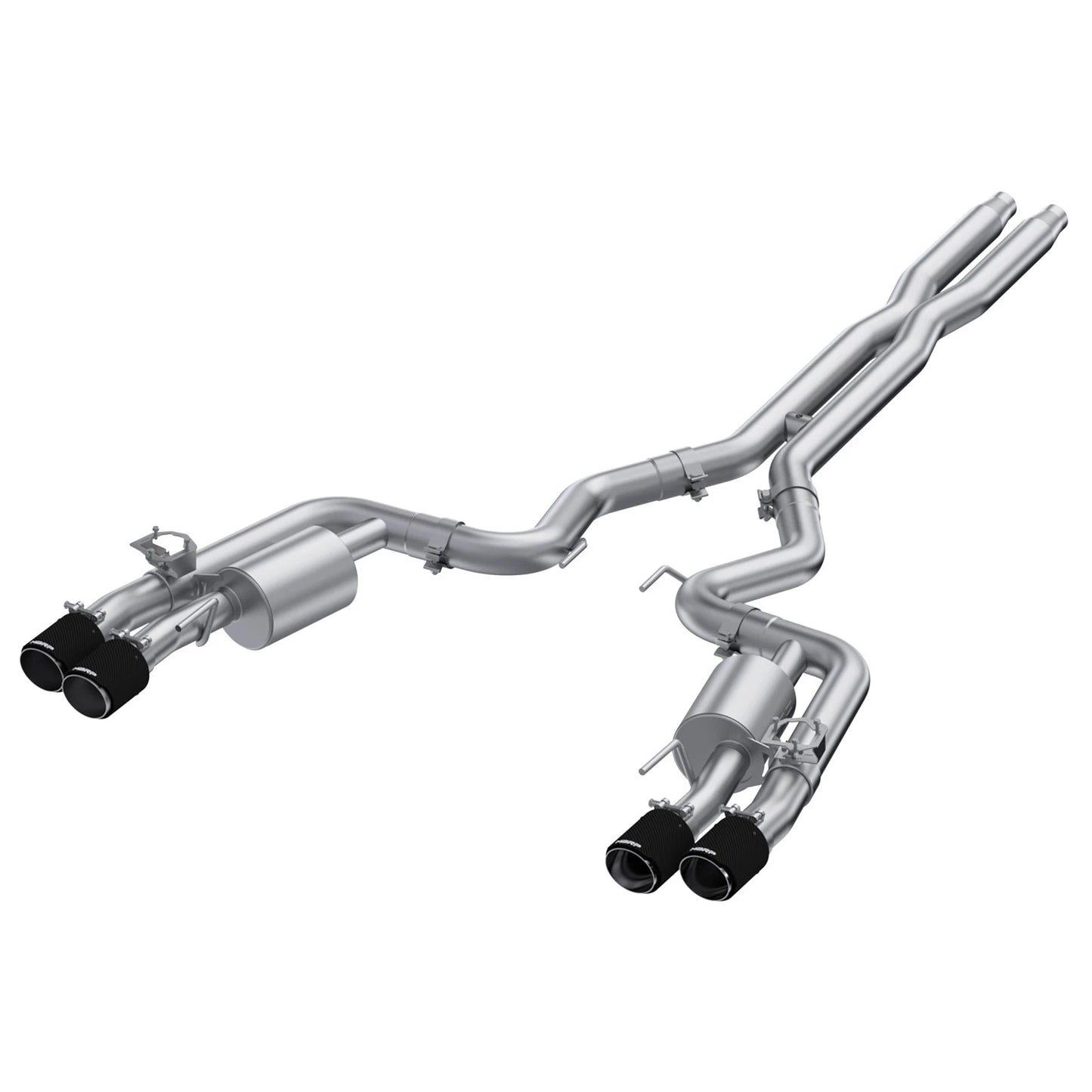 MBRP 2024+ For Mustang GT (S650) 3in Cat-Back Quad Tip - 4in Carbon Fiber Tips