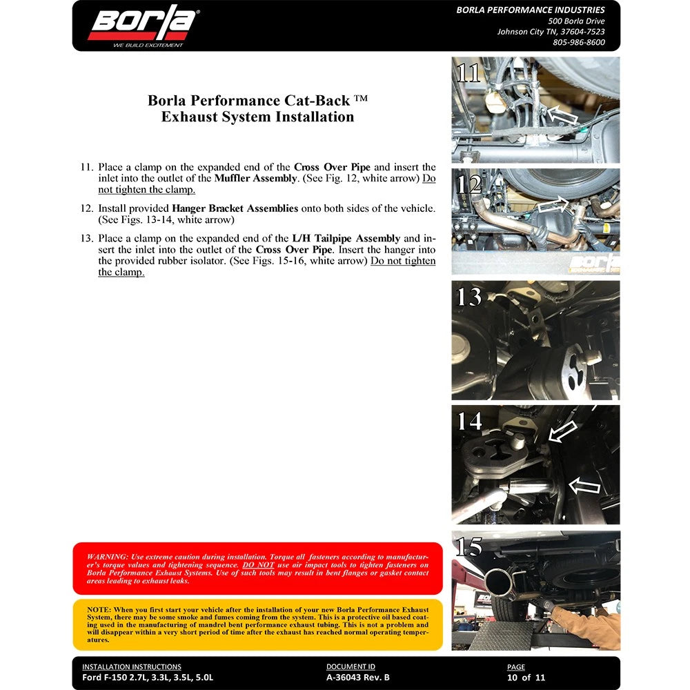 Borla F-150 2021 5.0L 4dr CC SB EC STB Lariat/KR/Pltm/LTD 3/2.25 SRE Cat-Back Touring Black CHR Tips