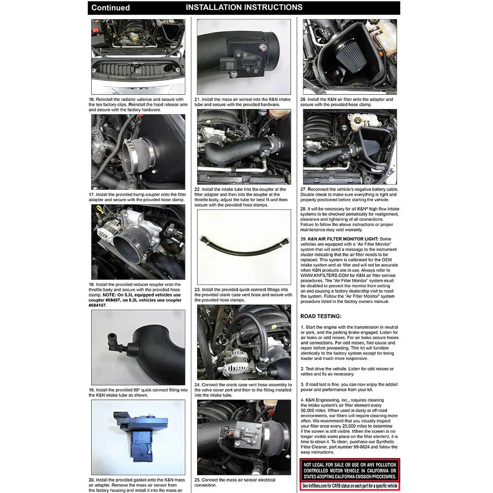 K&N 2019+ Chevrolet Silverado 1500 V8 6.2L Performance Air Intake System