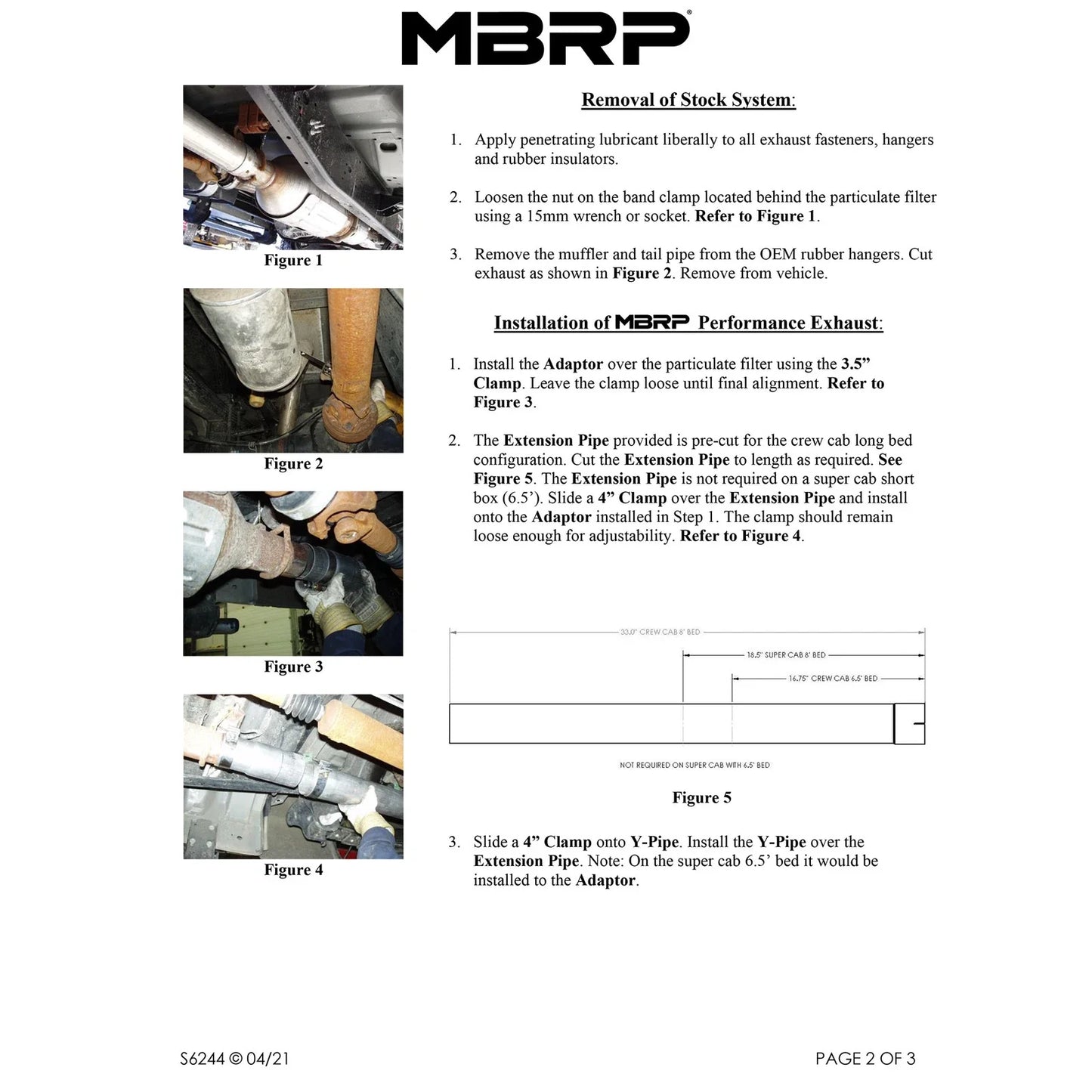MBRP 2008-2009 Ford F250/350/450 6.4 L Filter Back Cool Duals