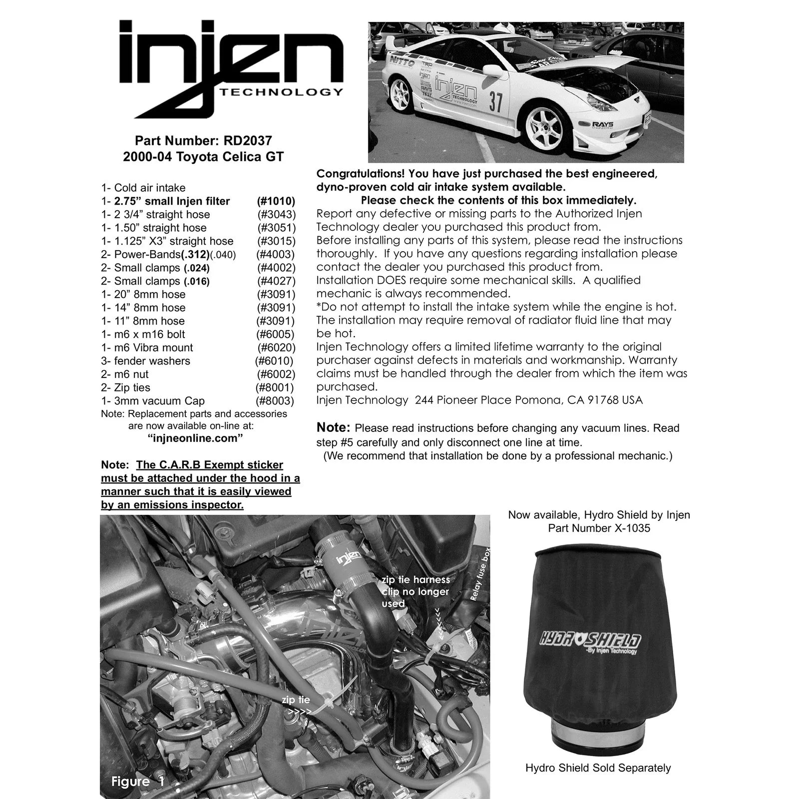 Injen 00-03 Celica GT Black Cold Air Intake