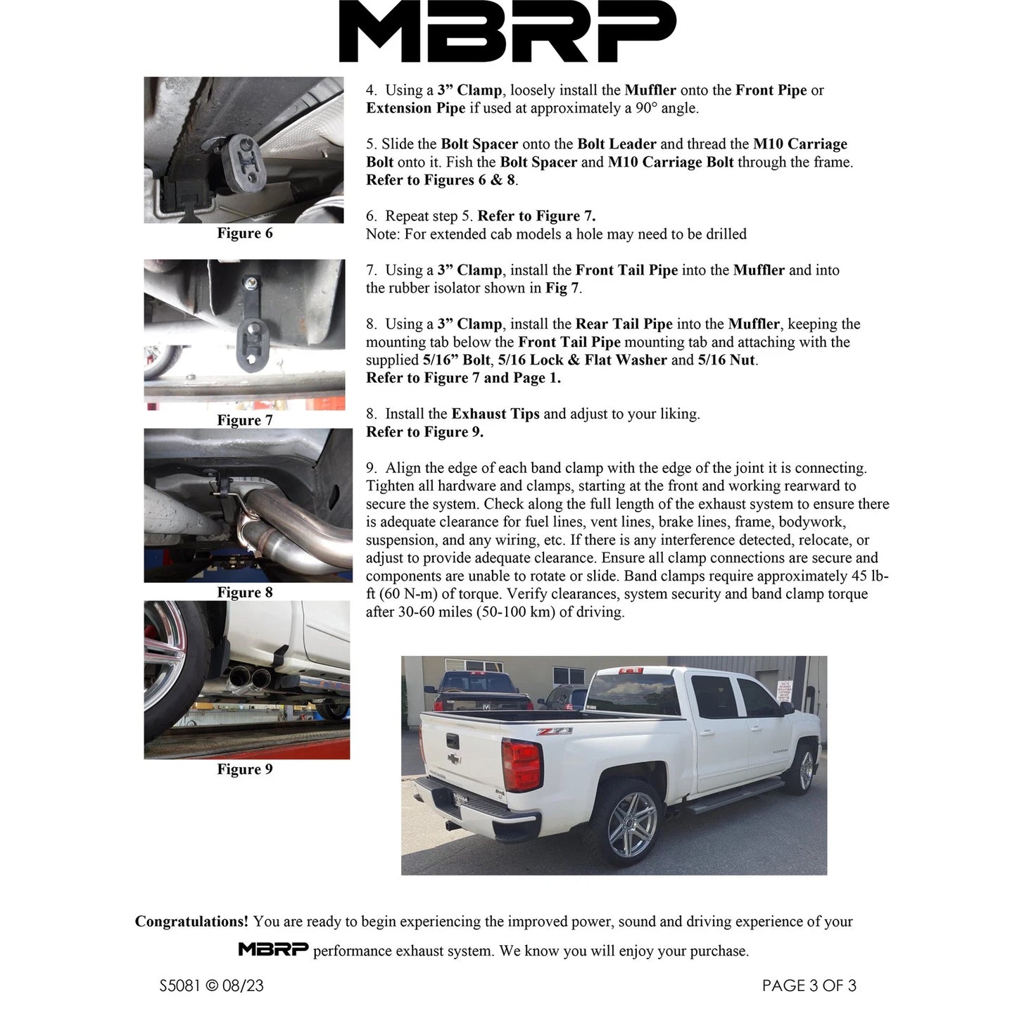 MBRP 09+ Chevrolet Silverado 1500 4.3L 3in Pre-Axle Dual Outlet Cat Back - T409