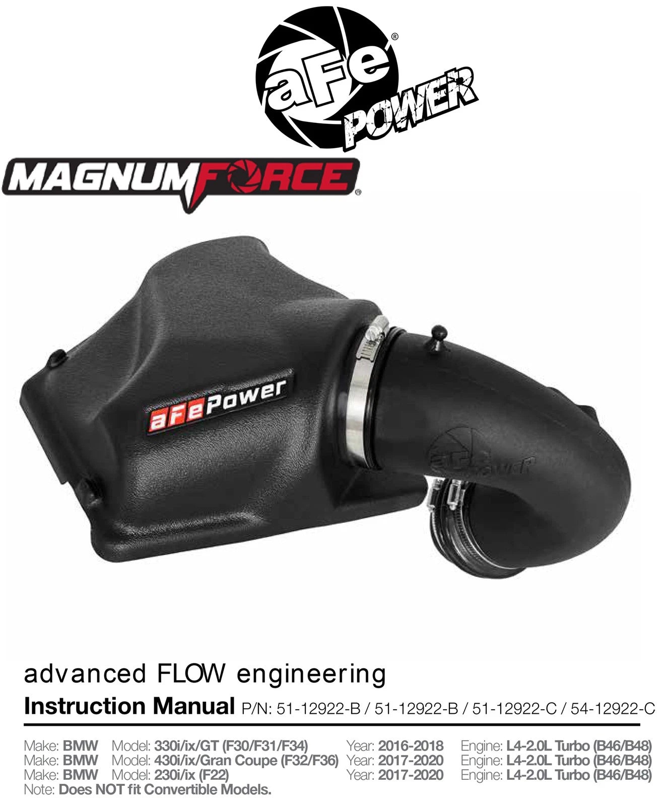 aFe MagnumFORCE Intake Stage-2 Pro DRY S 2017 BMW 330i (F3x) L4-2.0L (t) B48