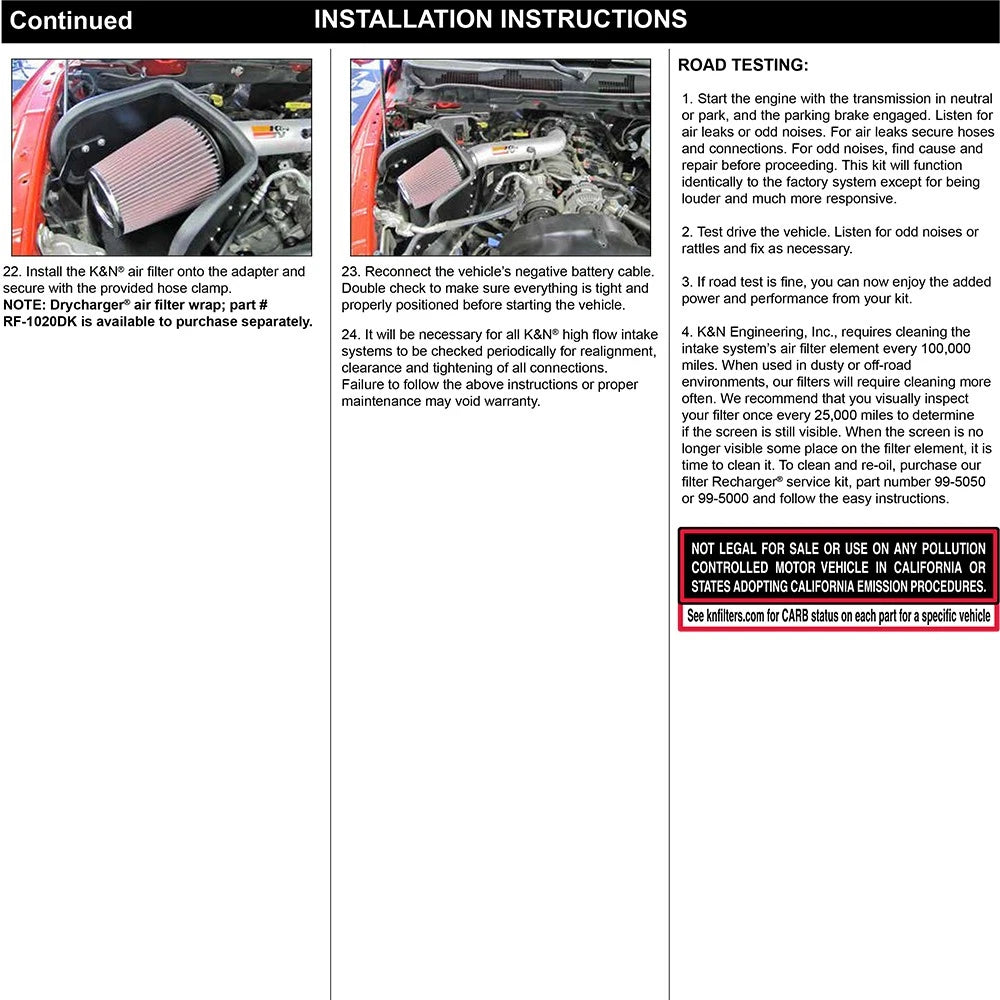 K&N 2013 Dodge Ram 1500 V8-4.7L High Flow Performance Air Intake Kit