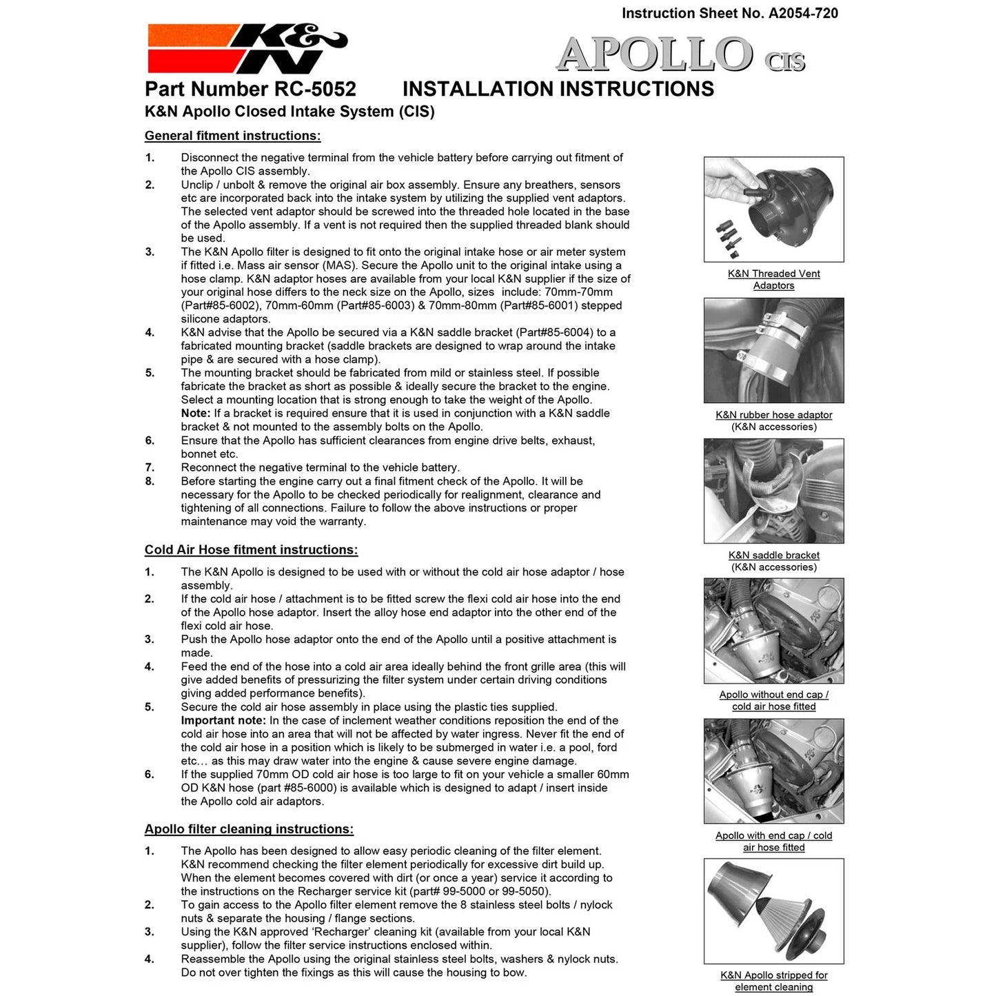 K&N Universal Apollo Black Cold Air Intake - 70mm OD FLG PP