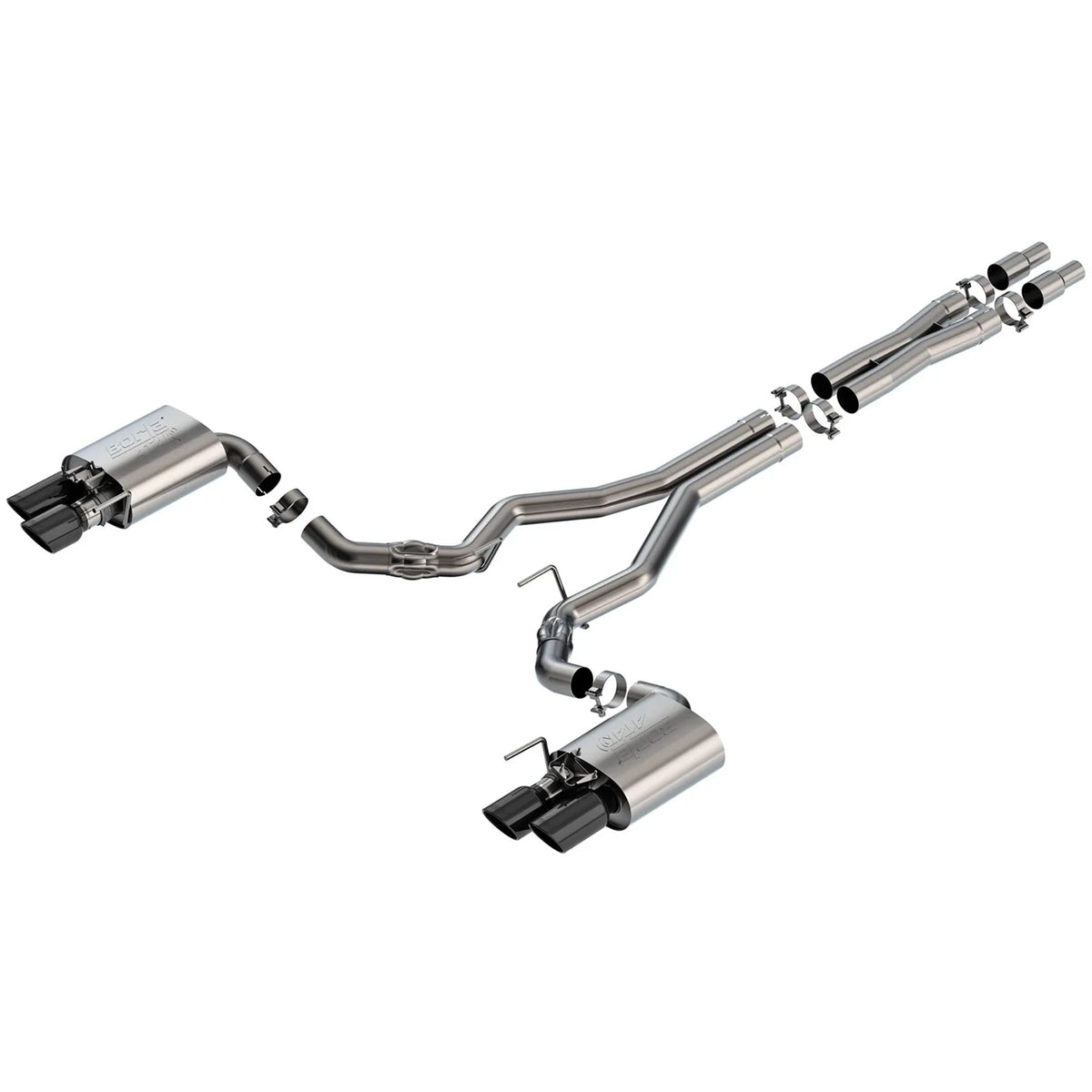 Borla 2024 Ford Mustang GT 5.0L V8 w/ Active Exhaust ATAK Cat-Back Exhaust System - Black Chrome