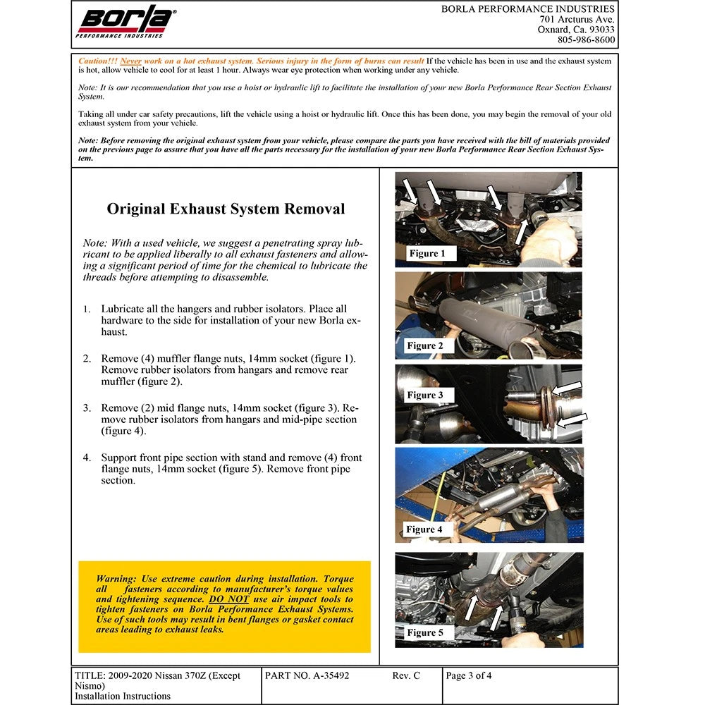Borla 09-16 Nissan 370z Catback Exhaust
