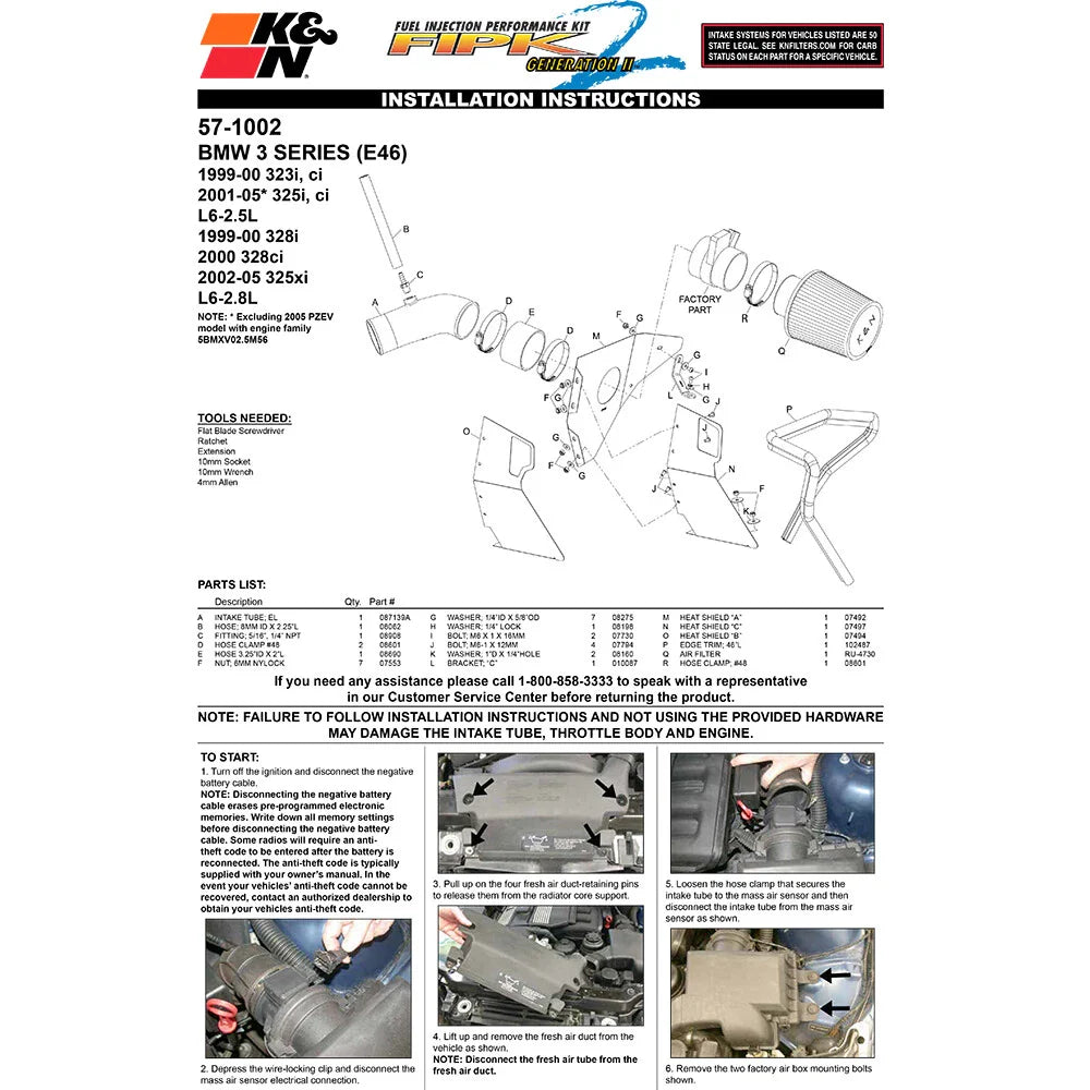 K&N 99-05 BMW 3 Series Performance Intake Kit