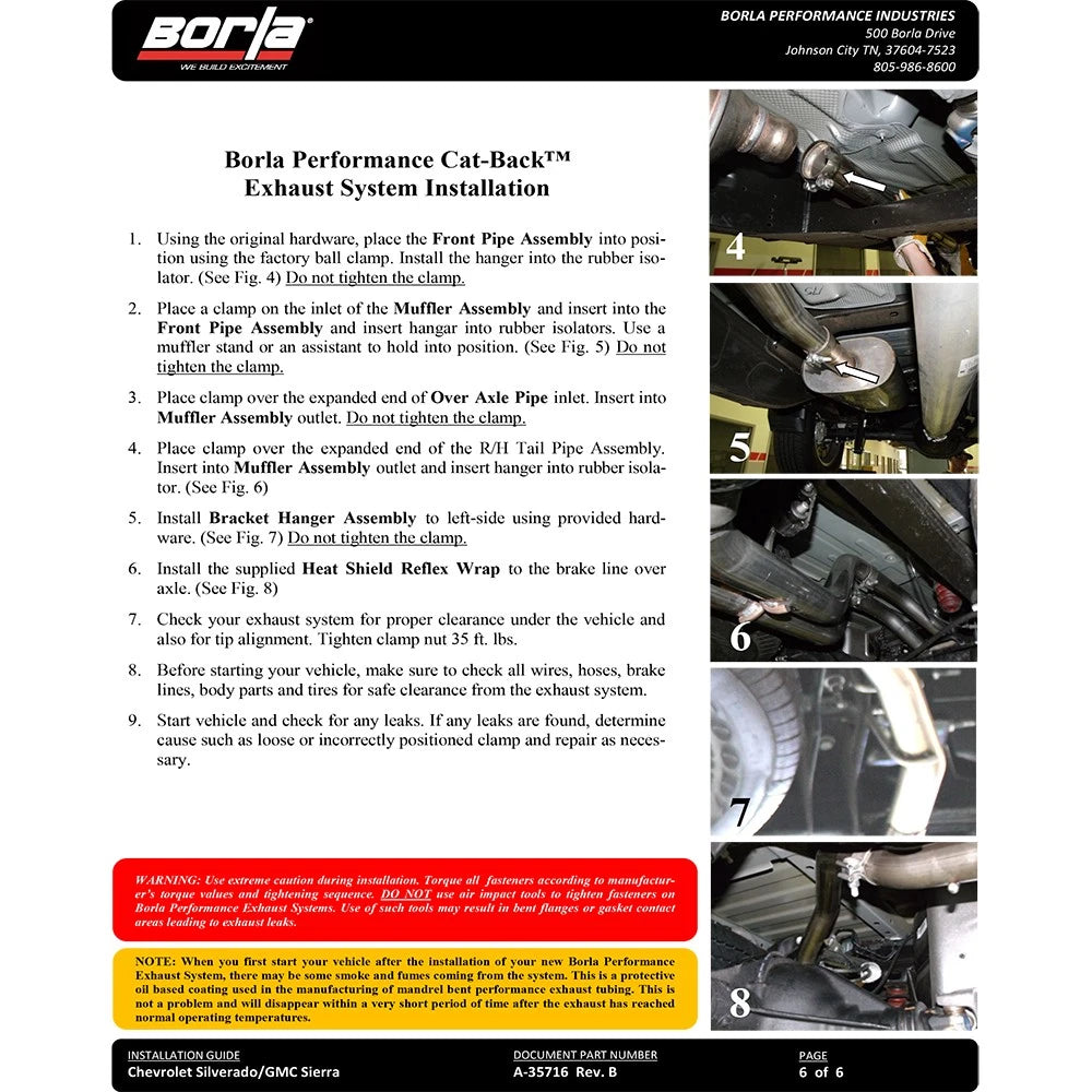 Borla 14 Silv/Sierra C/B Exhaust ATAK 1500 5.3L V8 AT/MT 2&4WD Ext Cab Split Side Exit