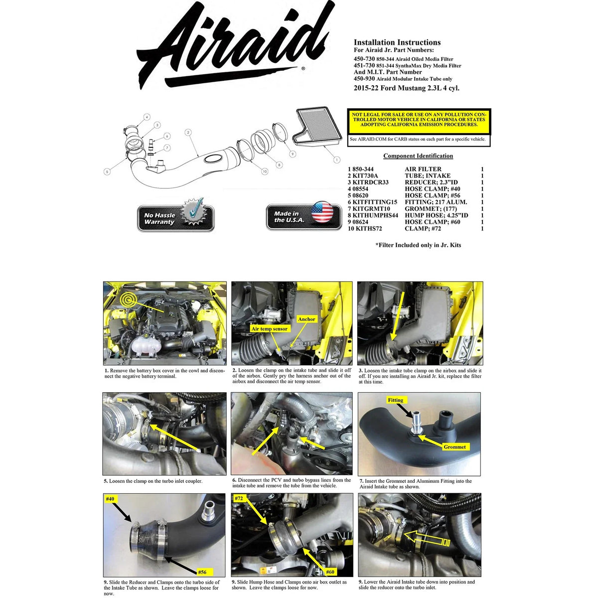 Airaid 15-16 Ford Mustang L4-2.3L F/I Jr Intake Kit