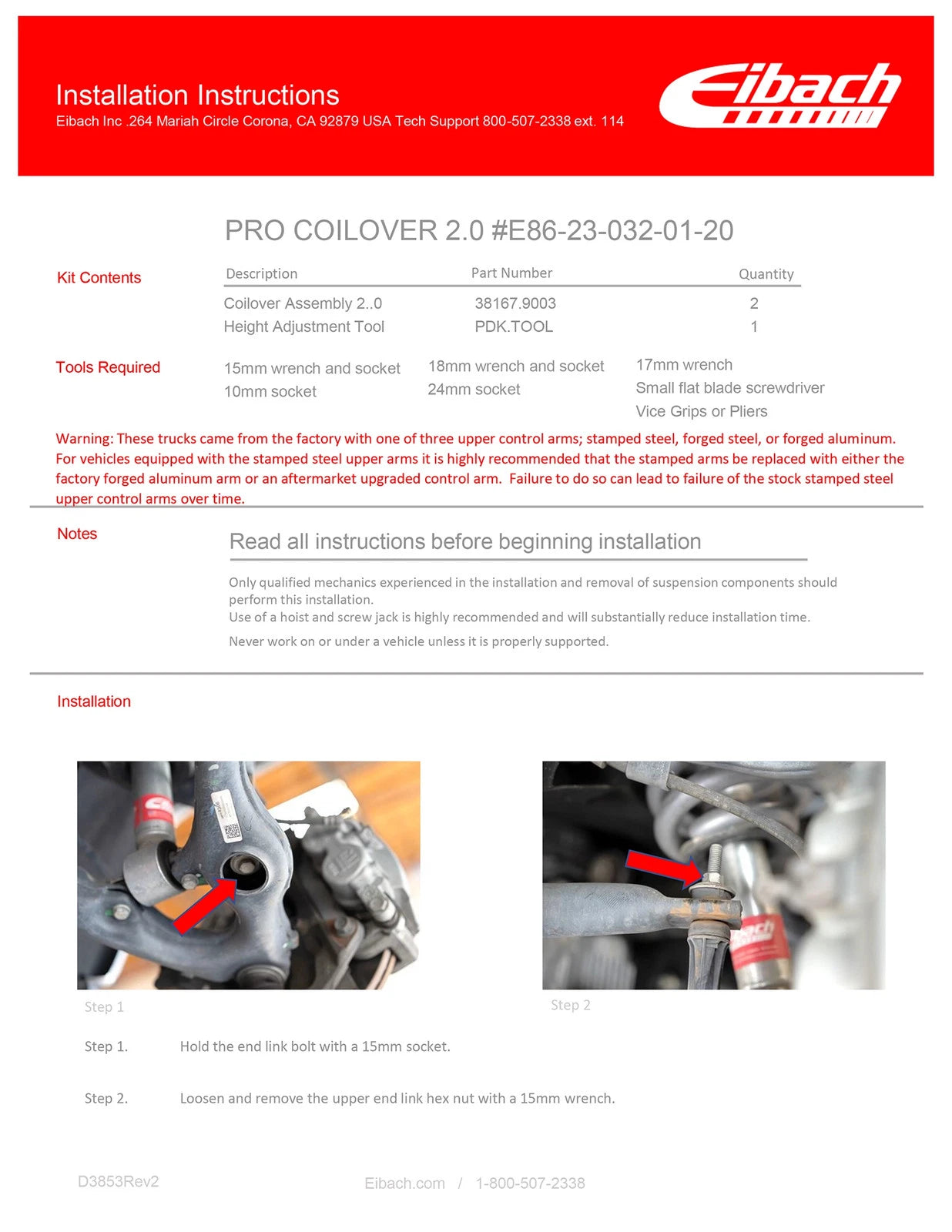 Eibach Pro-Truck Coilover Stage 2 14-18 Chevrolet Silverado 1500 2WD -4WD