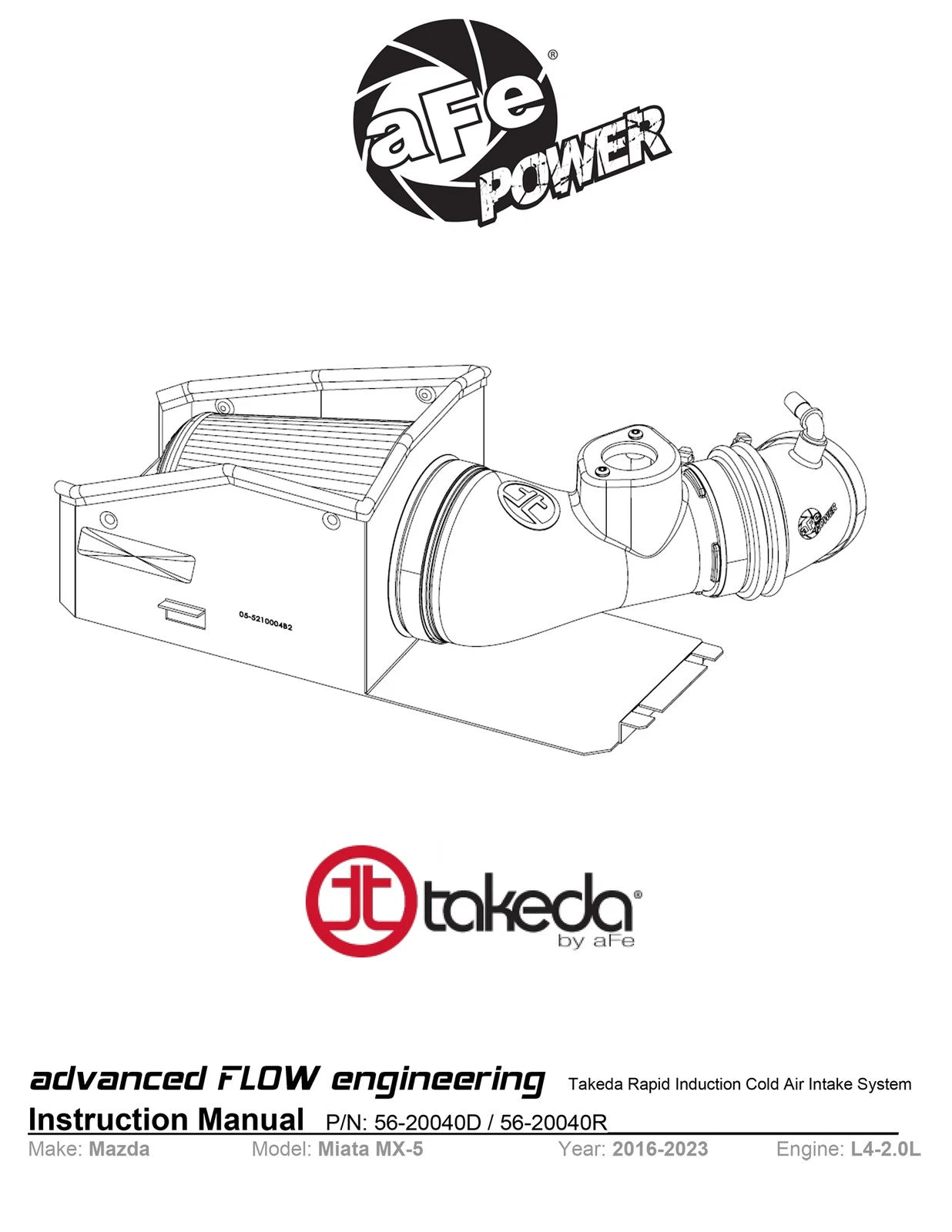 aFe Takeda Rapid Induction Cold Air Intake System w/ Pro 5R Mazda MX-5 Miata (ND) 16-19 L4-2.0L