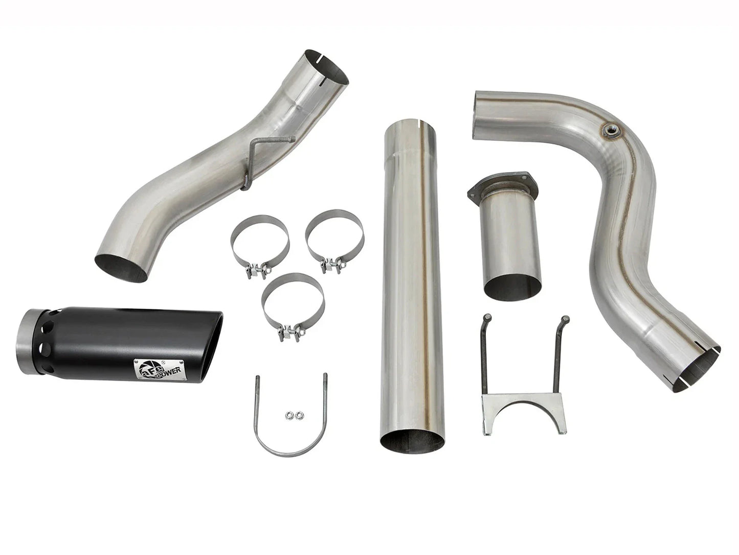 aFe ATLAS 5in DPF-Back Alum Steel Exhaust System w/Black Tip 2017 Ford Diesel Trucks V8-6.7L (td)