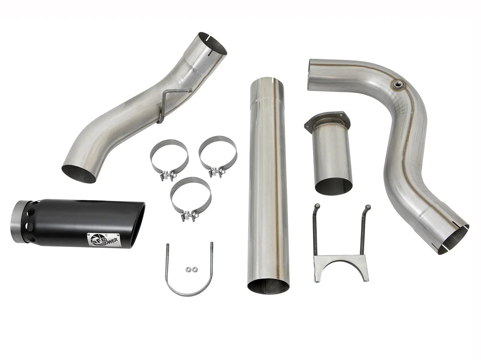 aFe ATLAS 5in DPF-Back Alum Steel Exhaust System w/Black Tip 2017 Ford Diesel Trucks V8-6.7L (td)