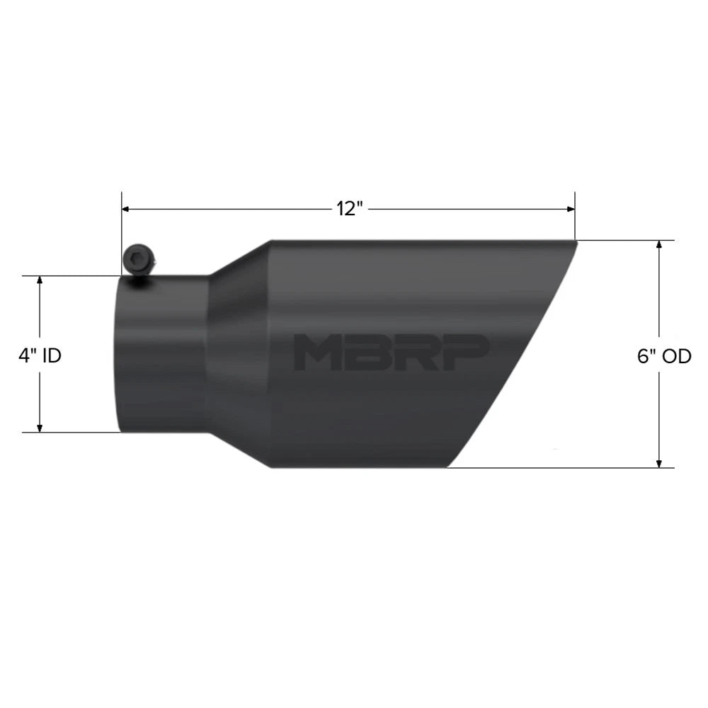 MBRP Universal Tip 6 O.D. Dual Wall Angled 4 inlet 12 length - Black Finish
