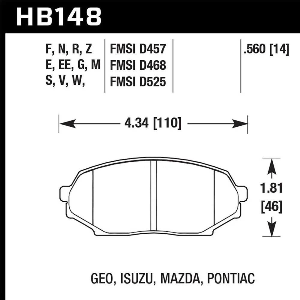 Hawk 89-93 Miata HPS Street Front Brake Pads (D525)