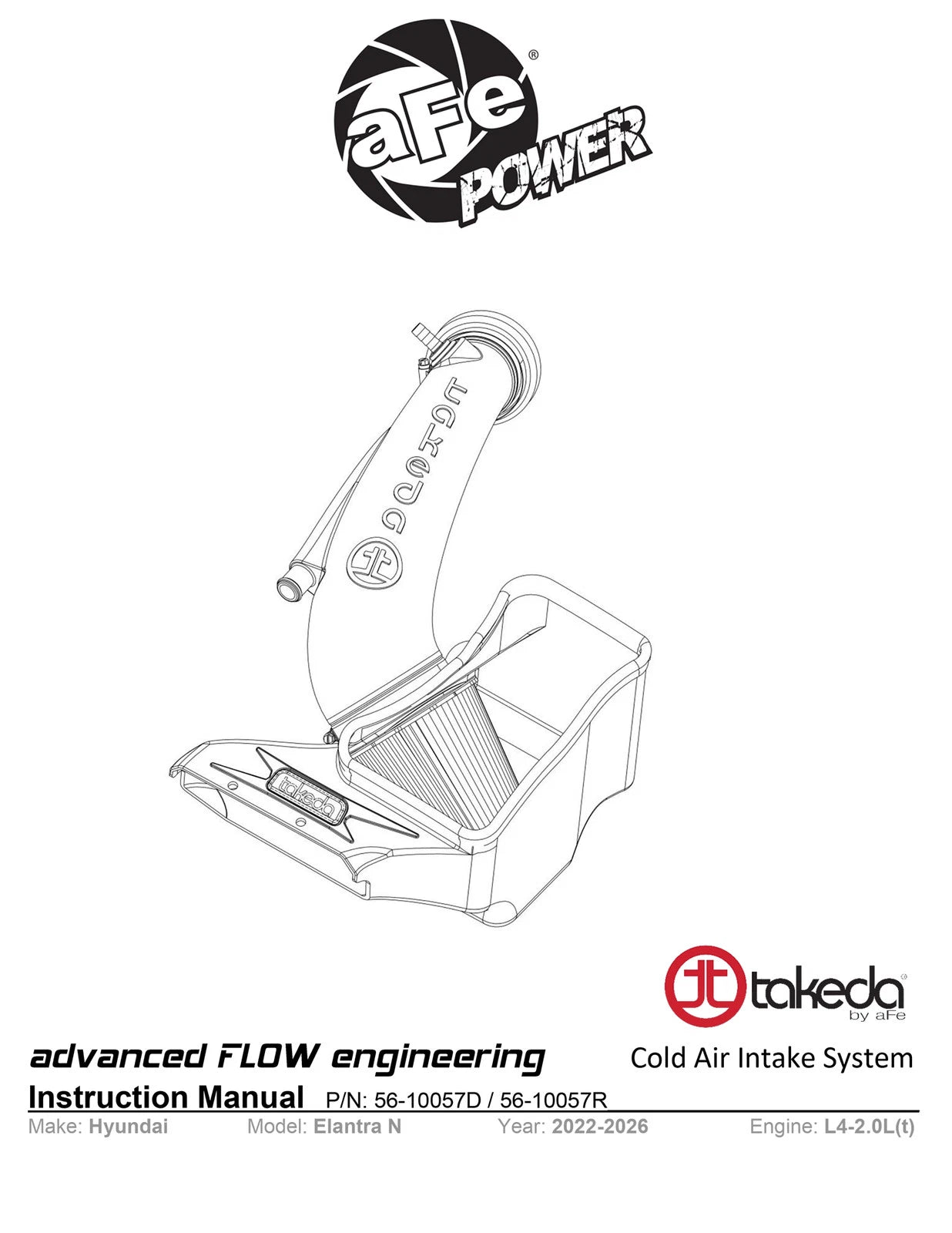 aFe Takeda Stage-2 Pro DRY S Cold Air Intake System 2022 Hyundai Elantra N