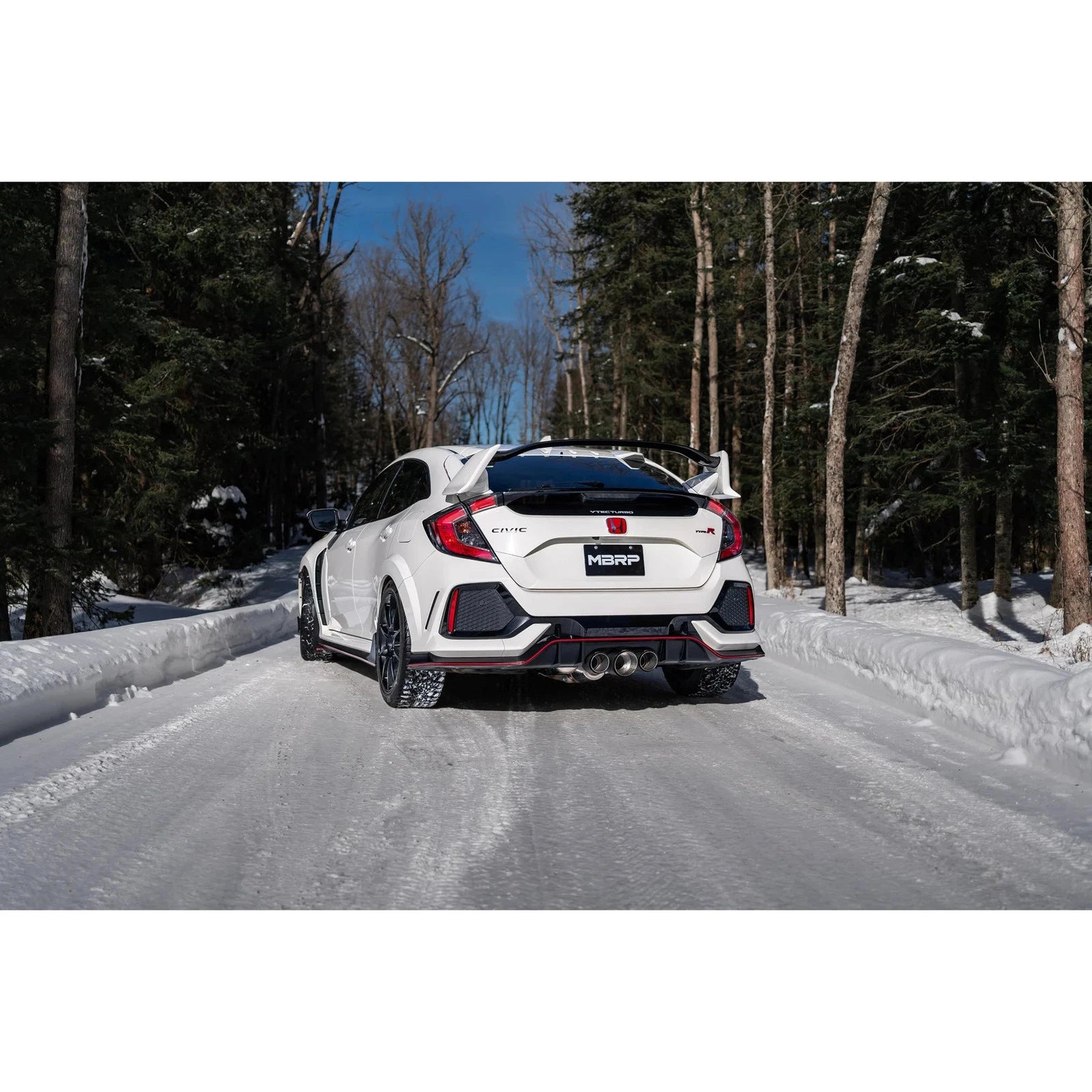 MBRP 17-22 Honda Civic Type R 2.0L T304 SS 3in Cat-Back w/Triple Center Outlet- Carbon Fiber Tips
