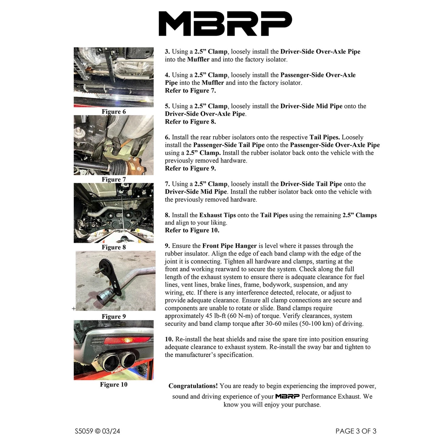 MBRP 21-24 Chevrolet Suburban XL 5.3L 3in Aluminized 2.5in Dual Split Carbon Fiber Cat-back