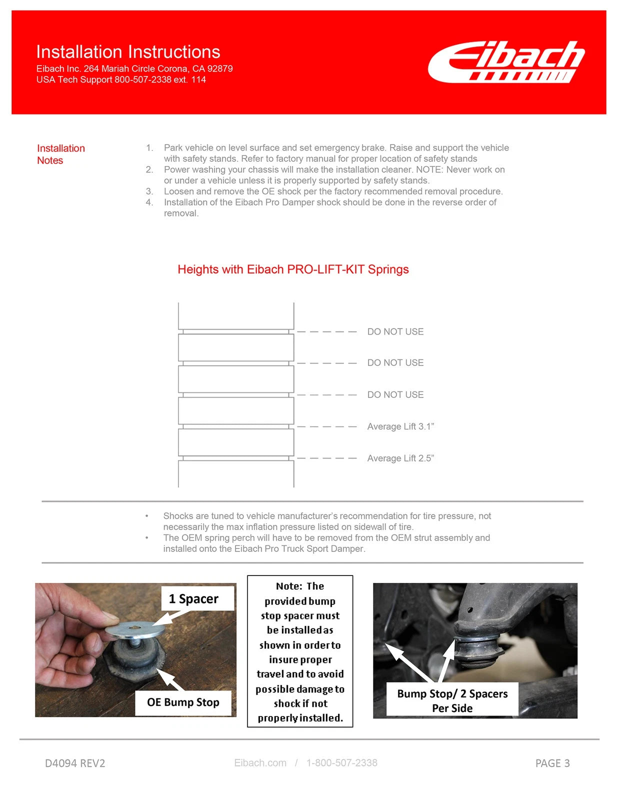Eibach Pro-Truck Lift System (Stage 1) 16-20 Toyota Tundra 4WD