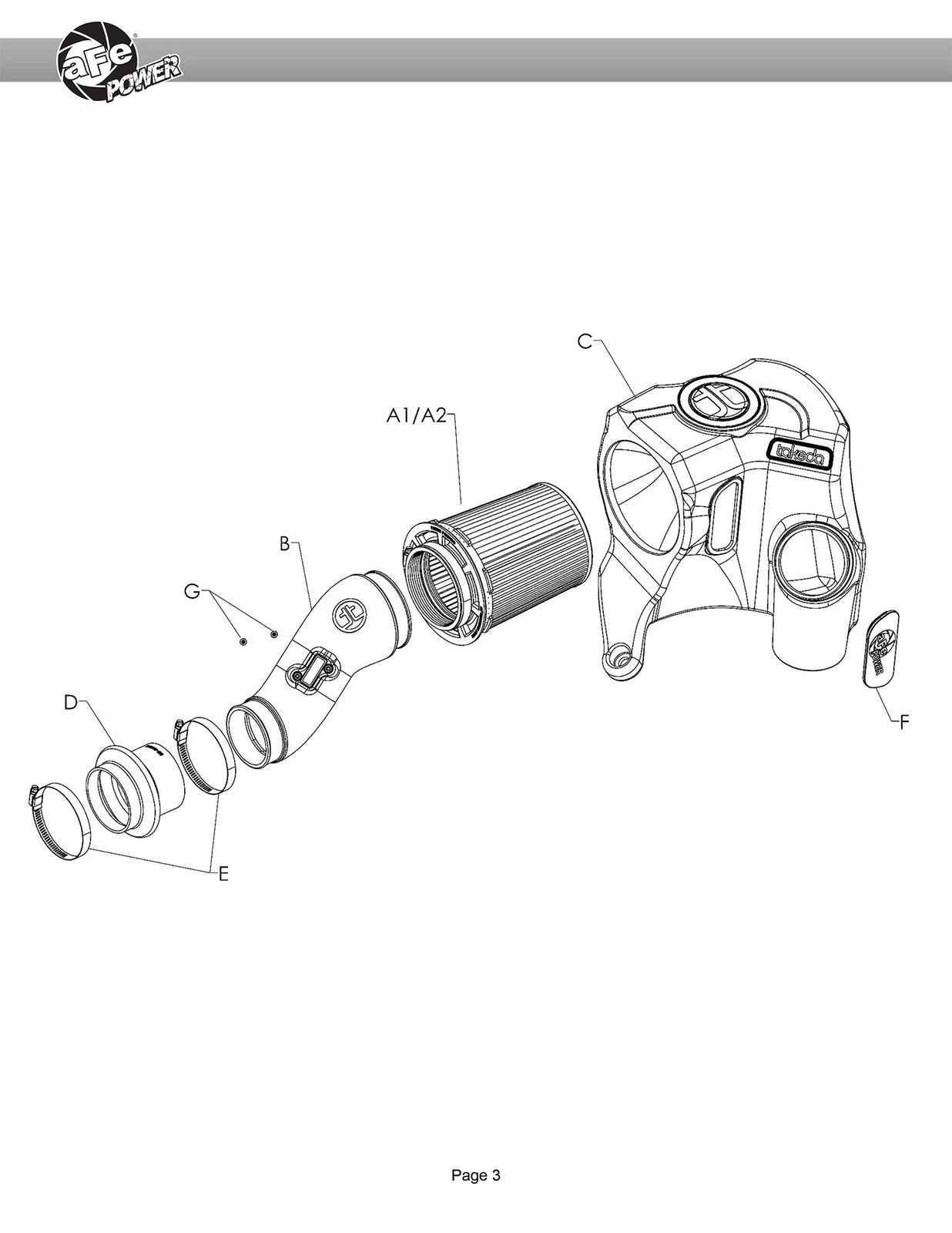 aFe Takeda Momentum Pro Dry S Cold Air Intake System 17-19 Honda Ridgeline V6-3.5L