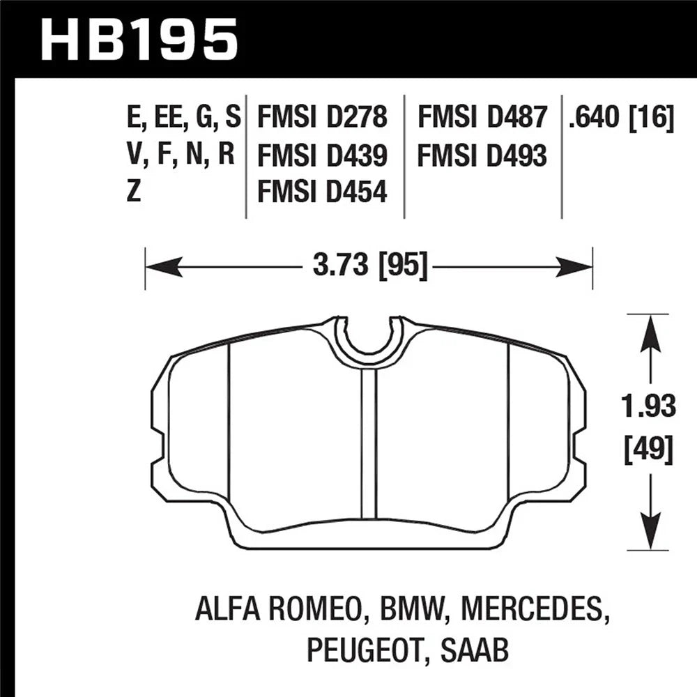 Hawk 84-4/91 BMW 325 (E30) HT-10 HPS Street Front Brake Pads