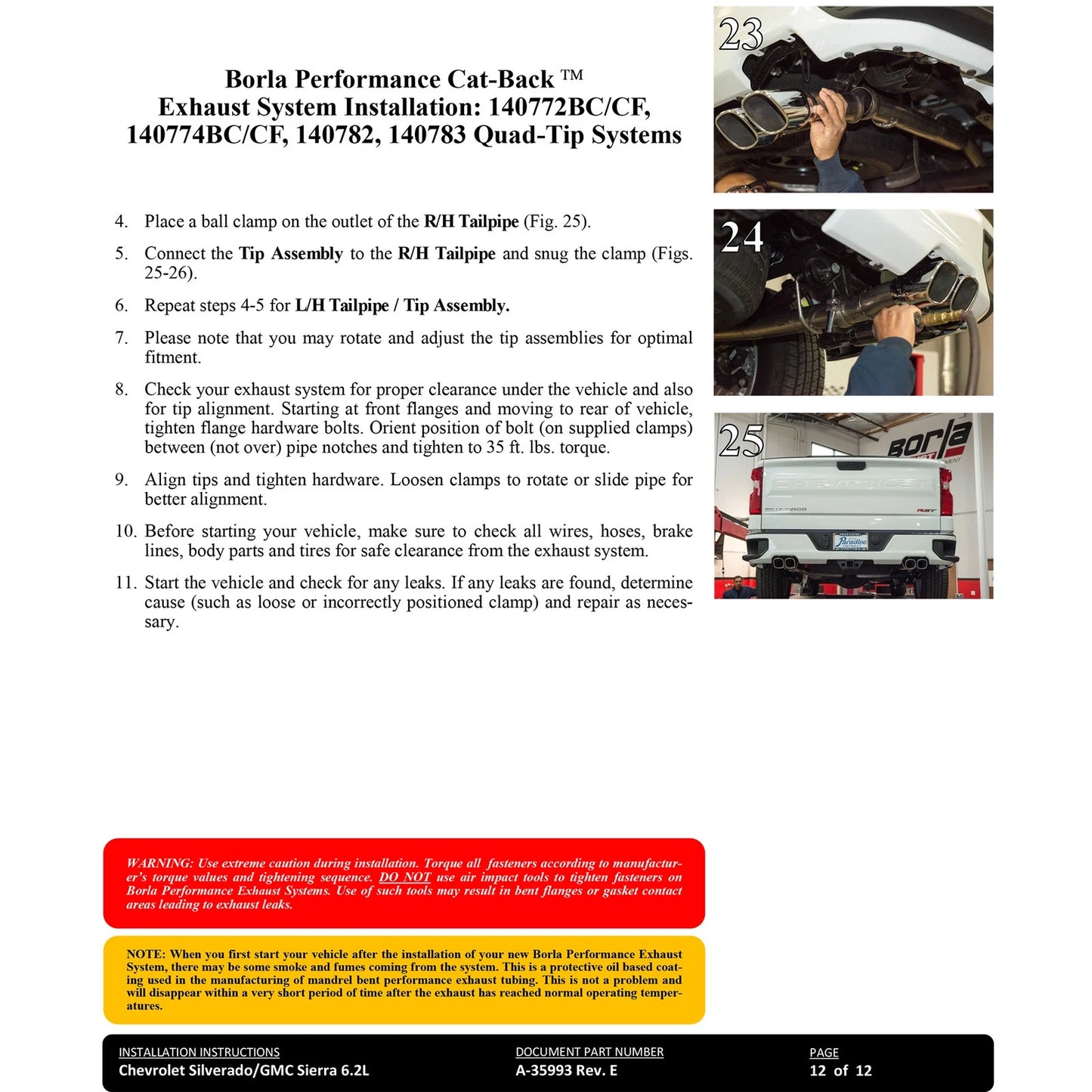 Borla 22-23 Chevrolet Silverado 1500 ZR2 & AT4X 6.2L CC SB 147.5in WB Touring Cat-Back