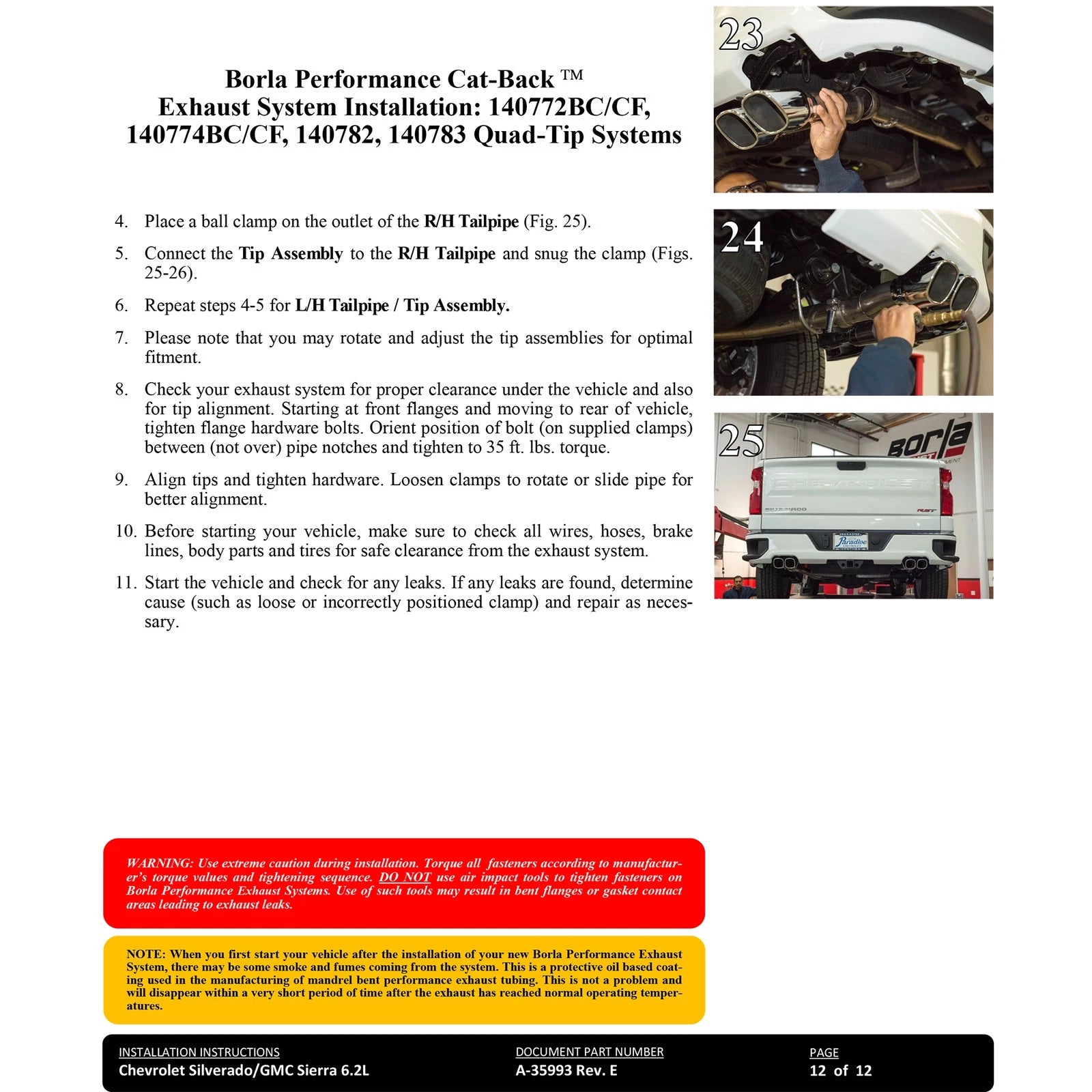 Borla 22-23 Chevrolet Silverado 1500 ZR2 & AT4X 6.2L CC SB 147.5in WB Touring Cat-Back