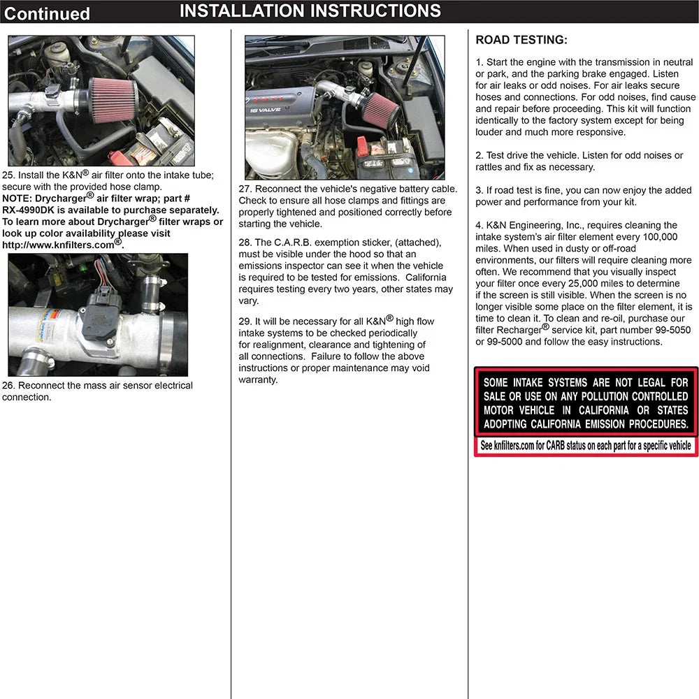K&N Performance Intake Kit TYPHOON; TOYOTA CAMRY, L4-2.4; 2002-2006