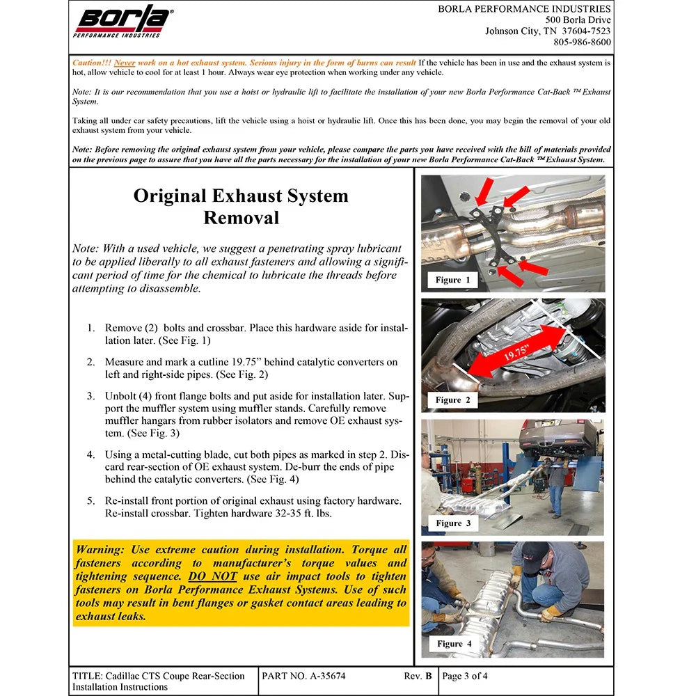 Borla 11-14 CTS Coupe V6 3.6L AT RWD/AWD Dual Ctr Rear Exit Touring Exhaust (REAR SECTION ONLY)
