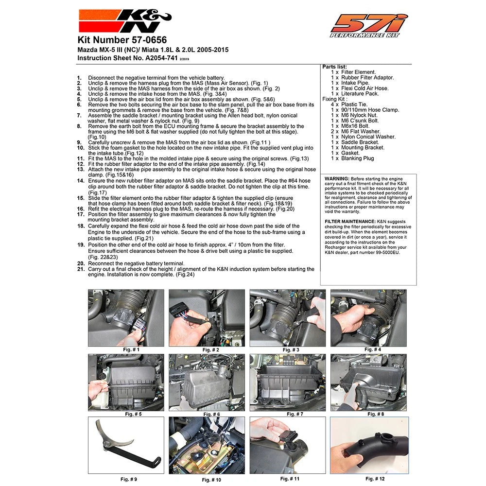 K&N 05-09 Miata Performance Intake Kit