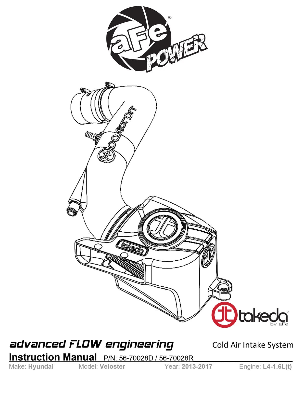 aFe Takeda Momentum 13-17 Hyundai Veloster Cold Pro 5R Air Intake System