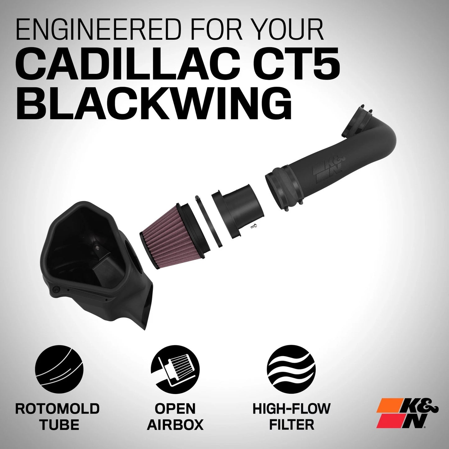 K&N 22-24 Cadillac CT5 6.2L V8 Performance Air Intake System