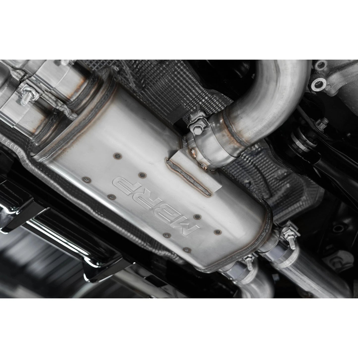 MBRP 2022 Volkswagen Golf R MK8 T304 Stainless Steel 3in Cat-Back, Quad Rear Exit- Carbon Fiber Tip