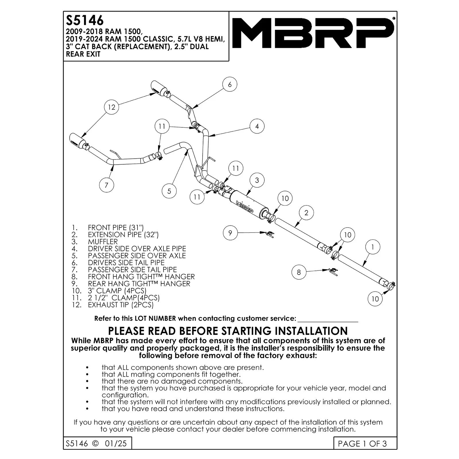 MBRP 09-14 Dodge Ram 1500 5.7L Cat-Back Dual Split Rear (Through Stock Bumper) AL - Black