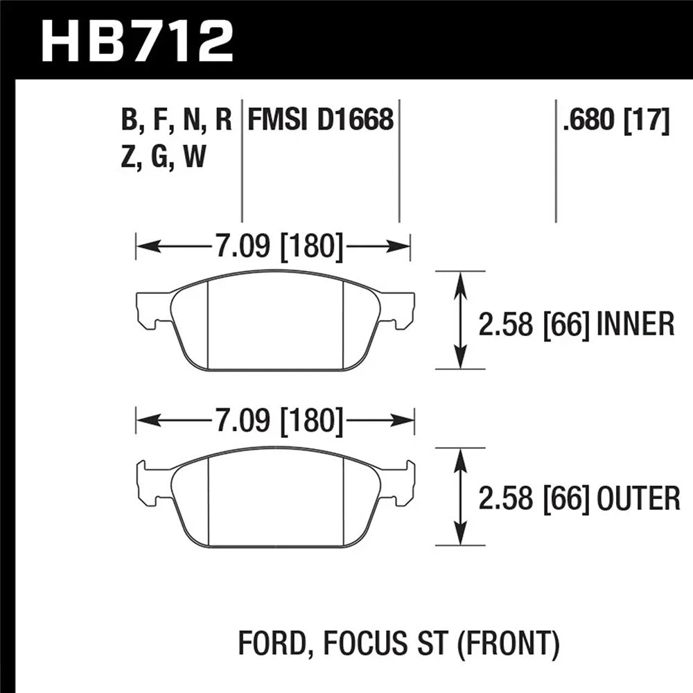 Hawk 13 Ford Focus HPS Front Street Brake Pads