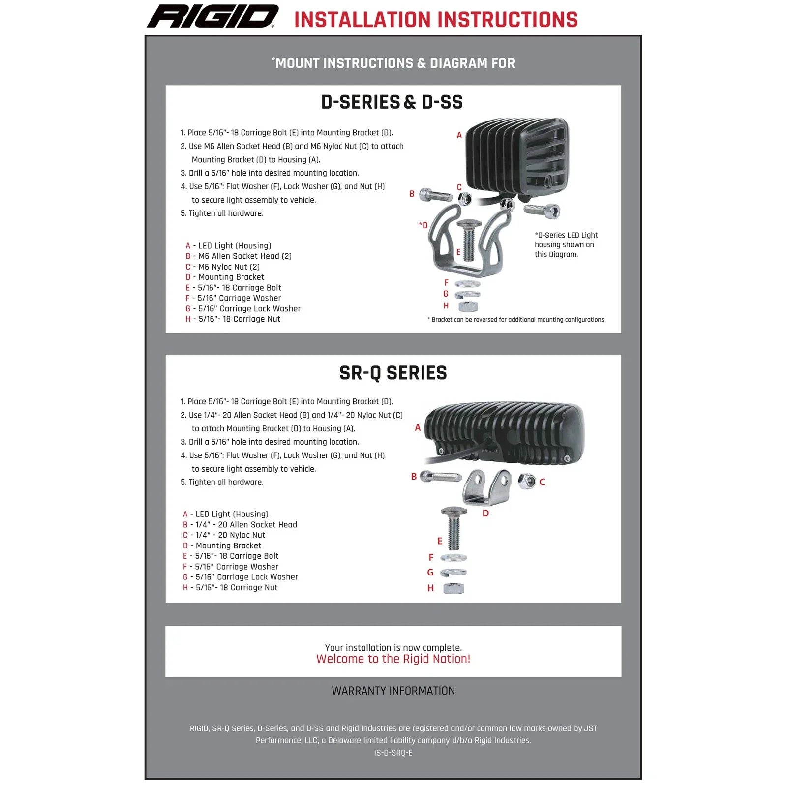 Rigid Industries SRQ - Flush Mount - Diffused - Back Up Light Kit