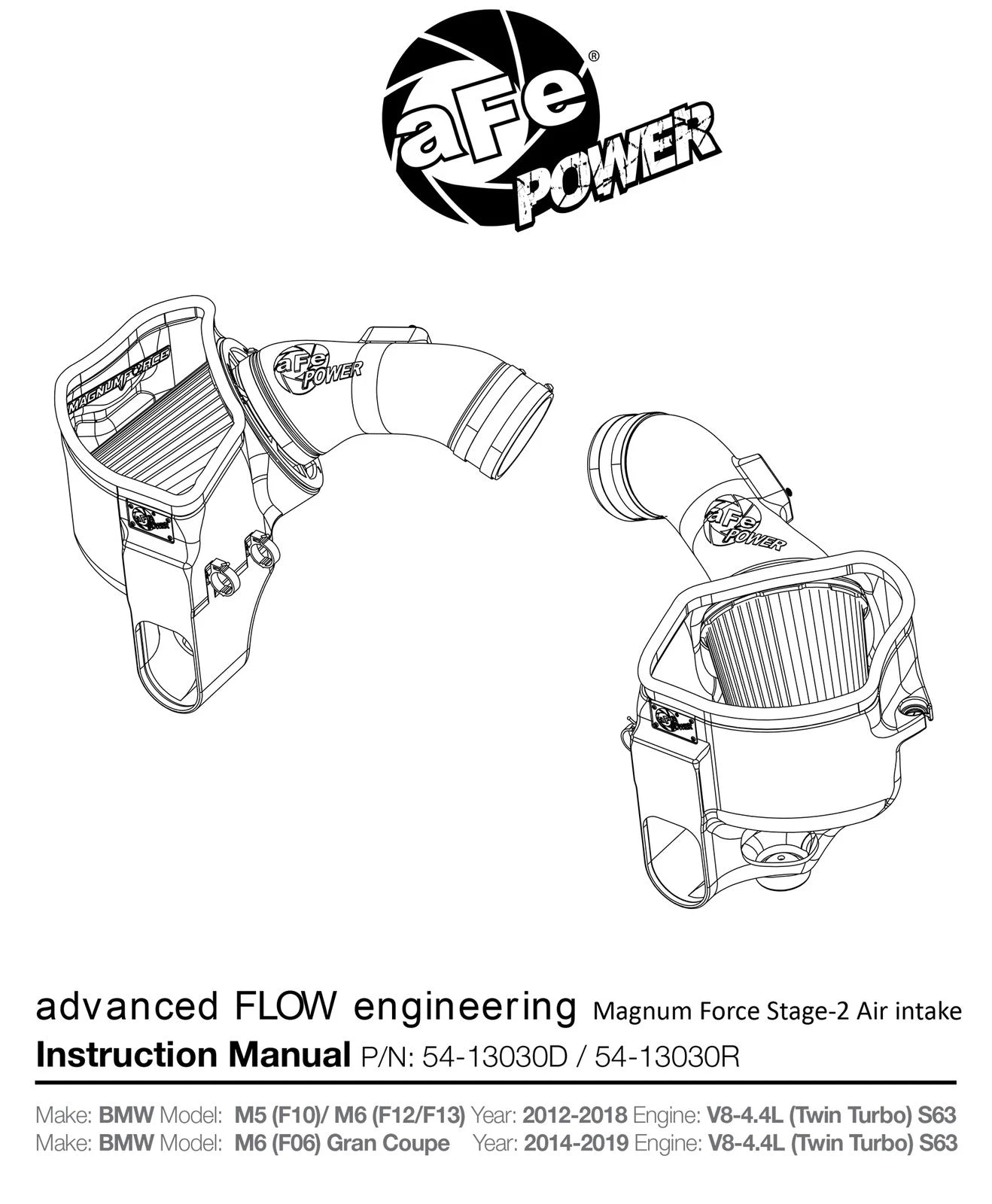 aFe POWER Magnum FORCE Stage-2 Pro DRY S Cold Air Intake System 12-19 BMW M5 (F10) / M6 (F12/13)